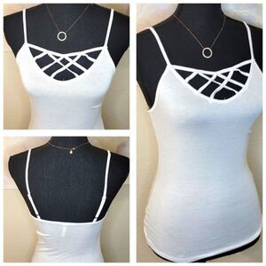 Sexy White Cage Front Tank Top